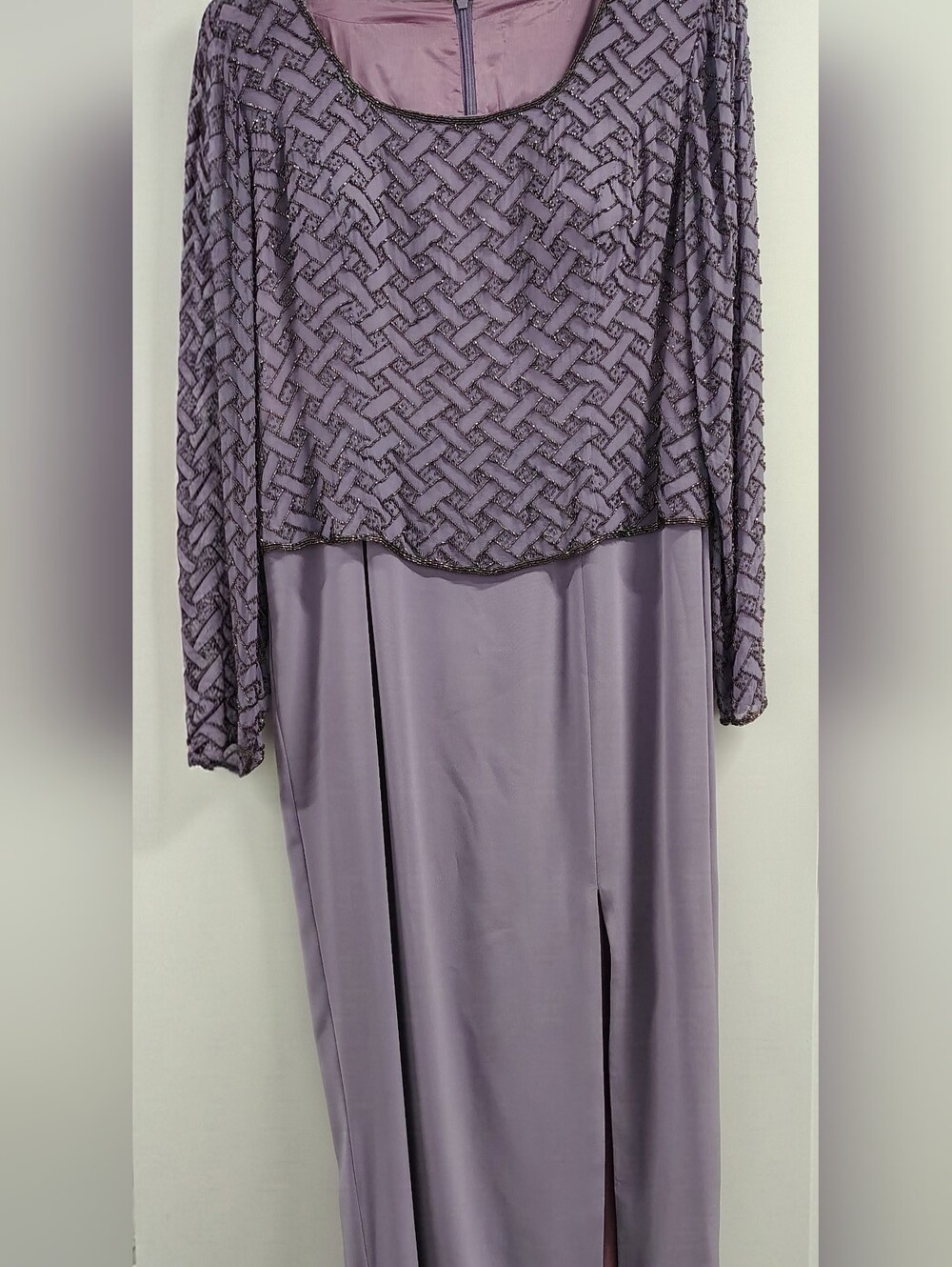 Elegant Lavender Beaded Long Sleeve Gown- Weddings, Special Occasion, Formal SzM